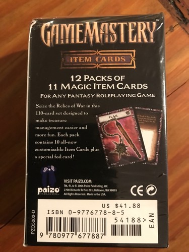 Relics of War Item Cards Display Box RARE Paizo Gamemastery RPG D&D Fantasy - Bild 2 von 6