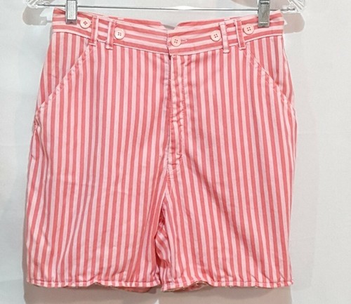 Vintage 60s 70s Womens shorts Size 6 High Waist Zip Pockets Pink Stripe - Picture 3 of 10