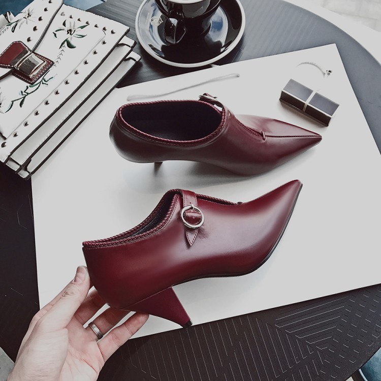 Zapatos De Cuero Heels Correa Hebilla De Moda para mujer británica Mid Heels Cuero OL entallado Puntera Puntiaguda 462828 Zapatos De Cuero Heels Correa Hebilla De Moda para mujer británica Mid Heels Cuero OL entallado Puntera Puntiaguda 462828