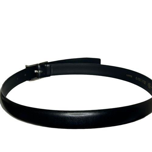Calvin Klein Women's Black L Hand Glazed Coated Split Cowhide Belt Silver Buckle - Picture 2 of 6