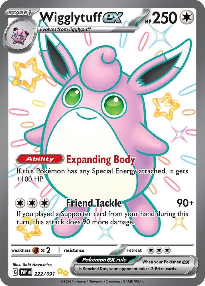 Wigglytuff ex - Paldean Fates - 222/091 - Pokemon TCG - NM - HOLO