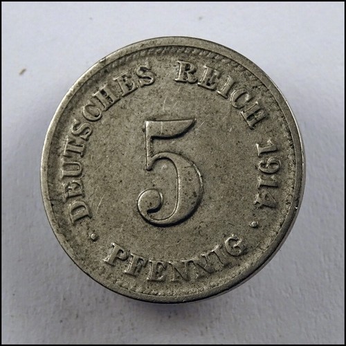 5 Pfennig ~ Deutsches Reich Münze 1914 ~ Wilhelm II ~ sehr schöne Erhaltung