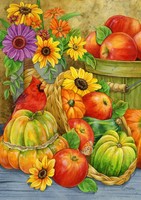 Abundant Blessings Fall House Flag Thanksgiving Floral Pumpkins Apples 28 X ... on sale Abundant Blessings Fall House Flag Thanksgiving Floral Pumpkins Apples 28 X ... on sale