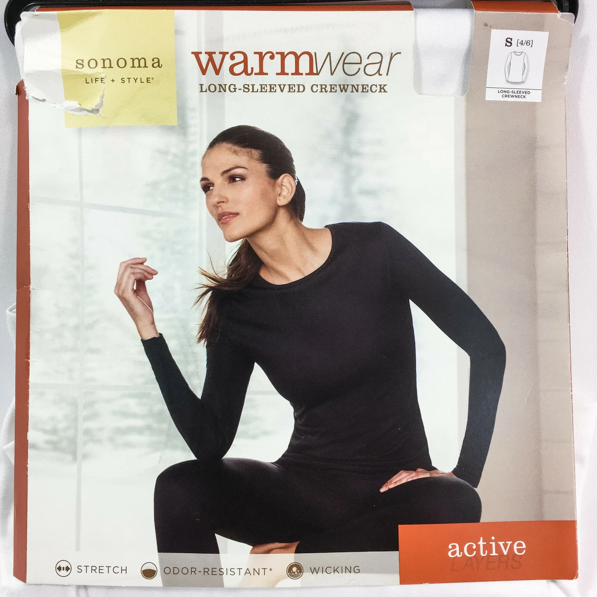 Sonoma WarmWear Base Layer Women's Small White Long Sleeve Long Underwear  Top