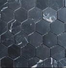 3 satori N32XH Nero Marquina Black Marble 2 inch Hexagon Mosaic Flooring Tile
