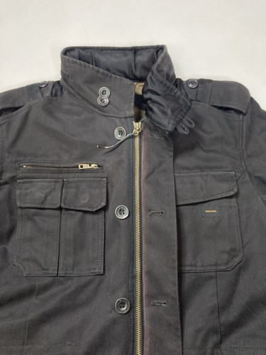 Diesel Military Field Removable Hooded Coat Jacket Men Large Black - Picture 3 of 15