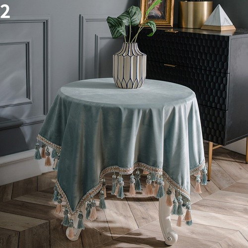1PC Square Velvet Fringe Luxury Tablecloth European Dining Table Dust Cover Home - Picture 8 of 22