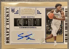 Simi Shittu Vanderbilt Basketball Blue Foil Panini Rookie Autograph card Auto Rc
