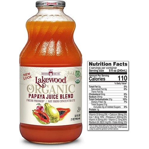 Mezcla de papaya marca orgánica Lakewood, no de jugo concentrado, 32 fl oz - Imagen 2 de 4