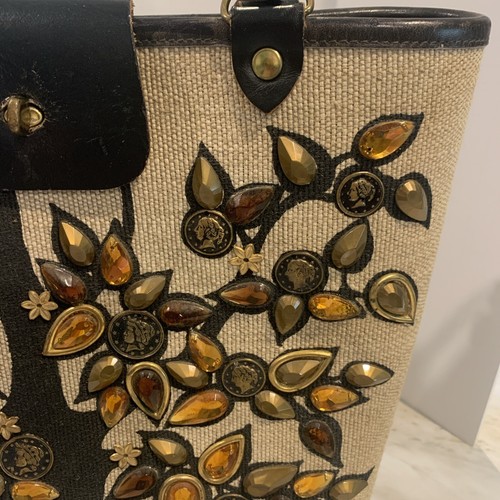 VINTAGE ENID COLLINS OF TEXAS CANVAS MONEY TREE  PURSE WITH OWL - Picture 6 of 17