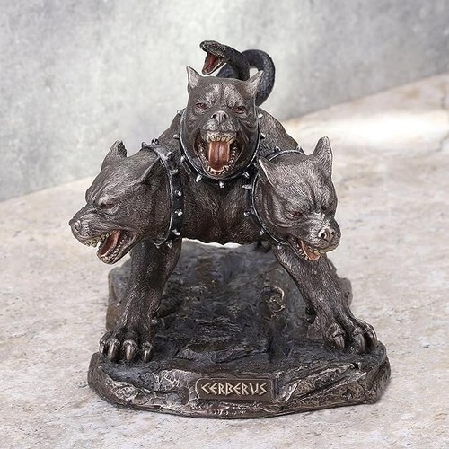 5 1/4 Zoll Cerberus Der dreiköpfige Hund des Hades Kaltgussharz Bronze Finis - Bild 2 von 7