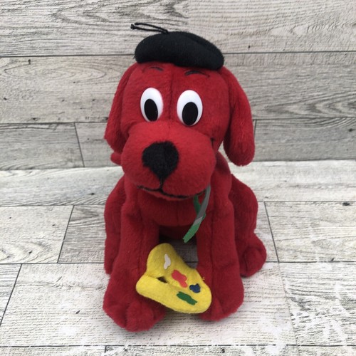Scholastic Clifford the Big Red Dog Artist Painter Plush Stuffed Animal Beanbag - Picture 7 of 7