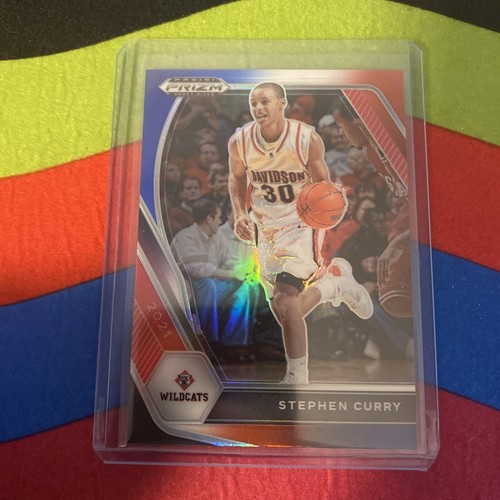 2021-22 Panini Prizm Entwurf Picks - rot weiß & blau Preis #56 Stephen Curry - Bild 2 von 3