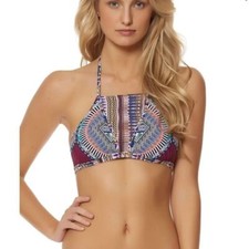 Red Carter Tribal Daze Strappy High Neck Halter Bikini Top Size Medium