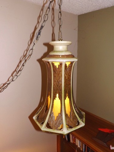 1960s Mid Century Green Retro Vintage Swag Lamp Pendant MCM I Dream Of Jeannie - Picture 12 of 15