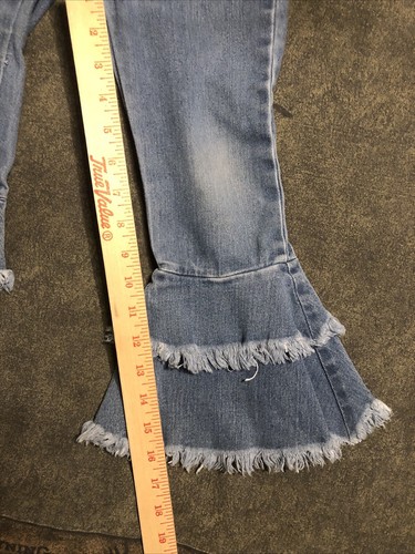 Mädchen Denim Double Bell Bottom Raw Hem Jeans Größe 5 Artikel #1461 - Bild 11 von 12