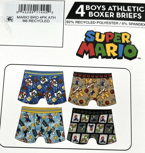 Super Mario Boys Athletic Boxer Briefs Underwear Sz M (6-7) 4-Pk Mario Brothers - Picture 4 of 12