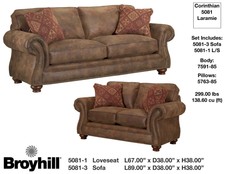Broyhill Laramie Brown W Attic Heirlooms Wood Stain Sofa Ebay Broyhill Laramie Sofa And Loveseat In Brown New 1259 99