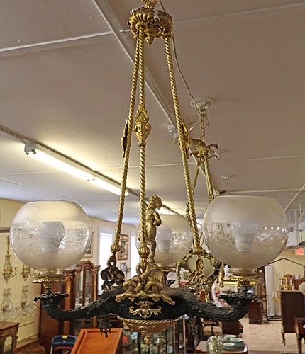 19th Century Figural Gasoliier Chandelier Attributed to Cornelius & Baker - Picture 24 of 24