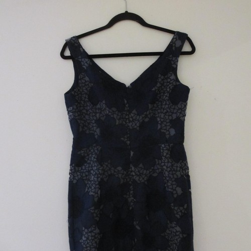 Finery UK Pencil Dress Womens Size 12 Navy Blue Floral Slip Dress V-neck Straps - Picture 6 of 12