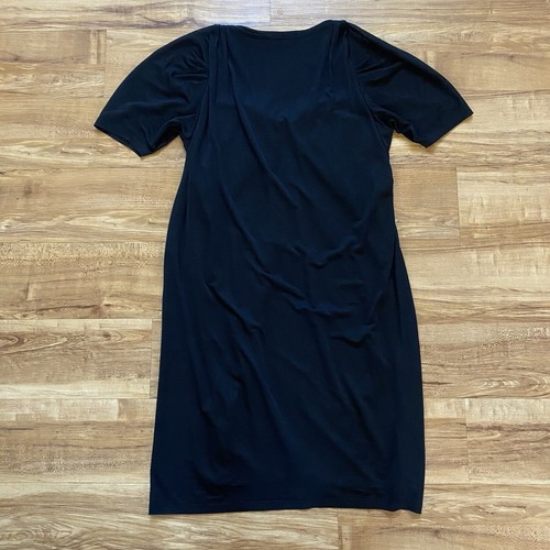 VANESSA BRUNO 1 VTG Black Short Sleeve Shift Dress Wool Blend Knit Portugal S - Picture 14 of 17