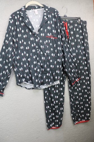 Victoria s Secret Langarm-Pyjama-Set mit Federpuppe - "Traum" - groß - Kordelzug