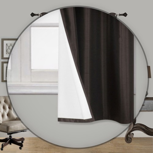 2 BROWN PANEL FAUX SILK ROOM DARKENING BLACKOUT GROMMET WINDOW CURTAIN K92 63" - Picture 2 of 2