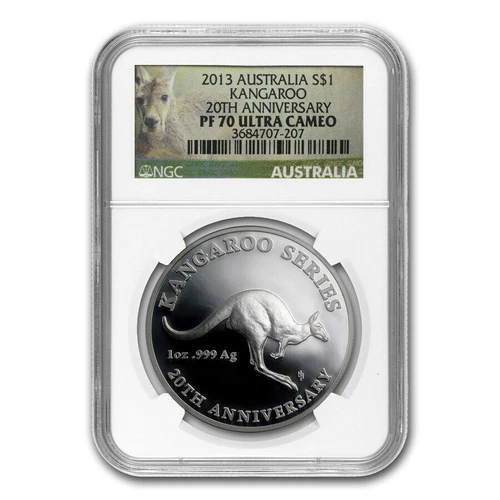 2013 Australia Kangaroo Silver $1 NGC PF 70 Ultra Cameo 20th Anniversary Coin
