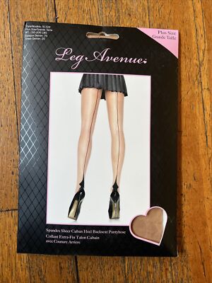 Leg Avenue Womens Plus Size Sheer Cuban Heel Backseam, Nude/Black, Size 2.0 JLWn