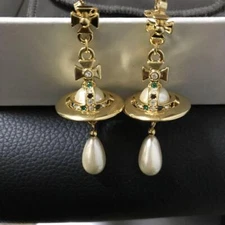Vivienne Westwood Pearl Earrings Gold NO BOX [EJ084