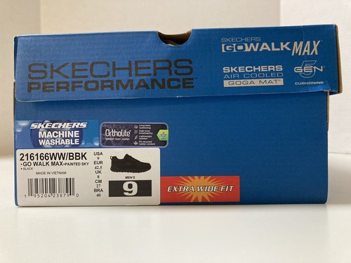 Men's Skechers Shoes Size 9 Wide Go Walk Max Black Lace-up New in Box 216166 NEW - Picture 2 of 10