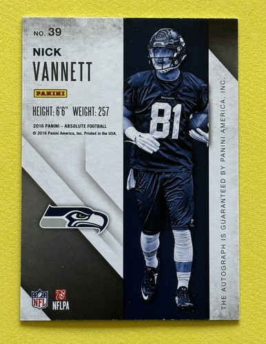 Nick Vannett 2016 Panini Absolute Rookie Ink Silver Auto RC /250 OSU BUCKEYES - Picture 2 of 2