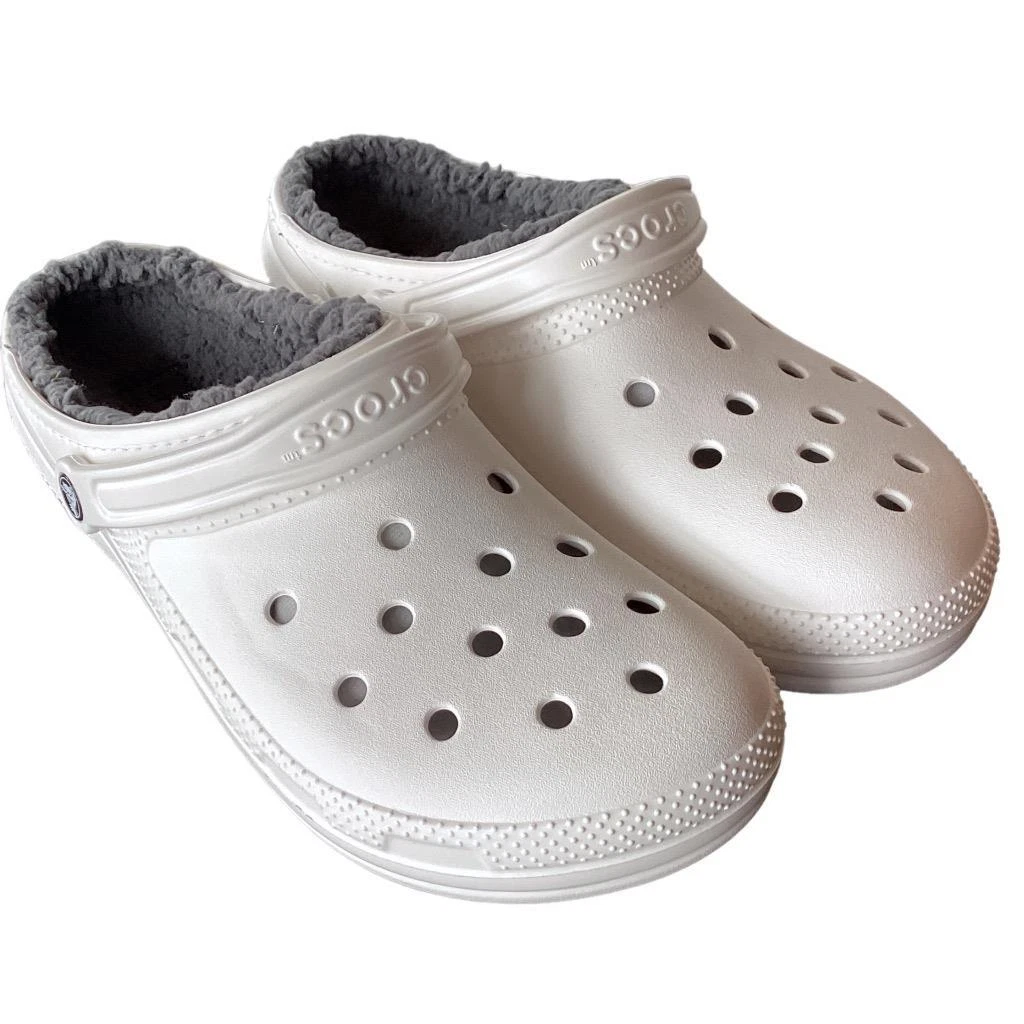 Crocs Fuzzy Mens 13 Classic Clogs Shoes White Slip On Rubber Winter NEW | eBay