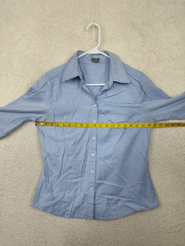 Ann Taylor Women Top 12 Blue 100% Cotton Long Sleeve Button Down Regular Shirt - Picture 8 of 19