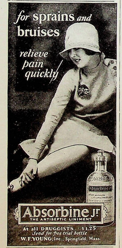 1928 Absorbine Jr Antiseptic Liniment Vintage 20s Print Ad Woman's Cloche Hat