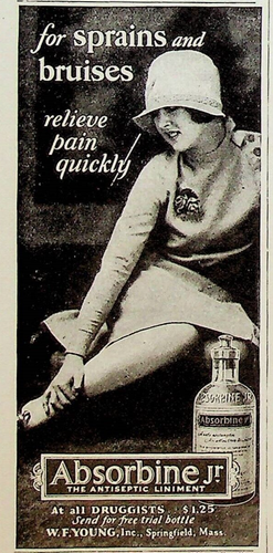 1928 Absorbine Jr Antiseptic Liniment Vintage 20s Print Ad Woman's Cloche Hat - Picture 1 of 2