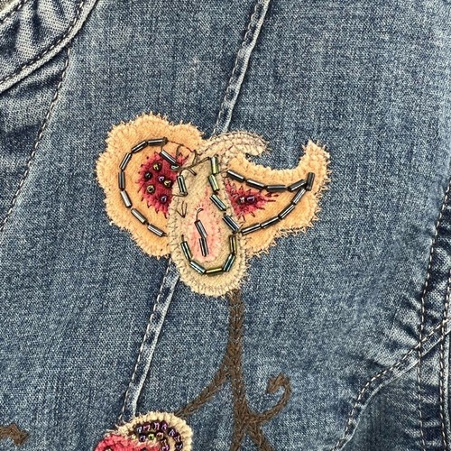 Top Out of the Blue J. Jill denim senza colletto ricamato con perline e bottoni M - Foto 5 di 10