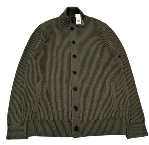 Brooks Brother’s Mens XL Olive Cotton Ribbed Heavy Weight Cardigan Sweater Green - Picture 1 of 10