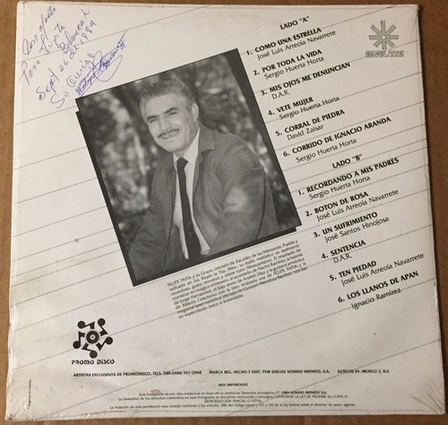 FELIPE TAPIA Y SU GRUPO -1989 SELF TITLED- MEXICAN LP AUTOGRAPHED NORTEÑO - Picture 2 of 4