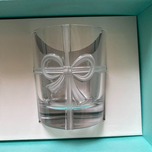 Tiffany & Co. Pair Glass Rocks Glass Ribbon with Box From Japan - Picture 3 of 8