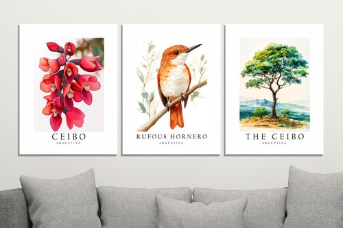 Argentina National Symbols, Set of 3 Poster Prints, Wall Home Décor, Unframed - Picture 3 of 8
