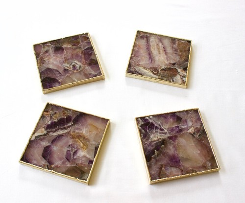 Amethyst Achat - 4er Set große quadratische Untersetzer | Personalisierte Momentos Geschenke - Bild 6 von 6