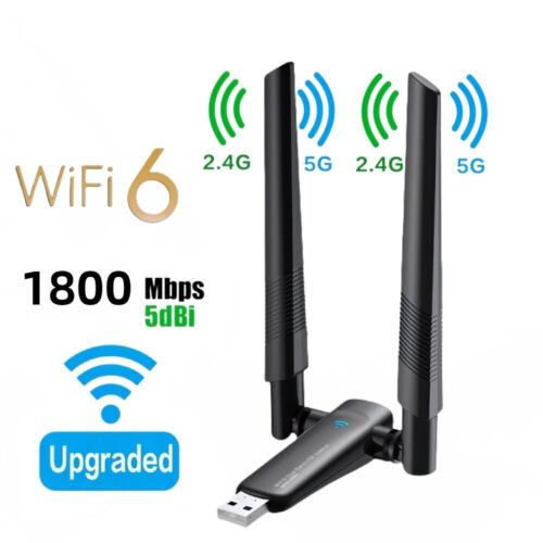 Adaptador USB 3.0 WiFi 6 1800Mbps Doble Banda 5G/2.4GHz Wi-Fi Dongle Tarjeta de Red