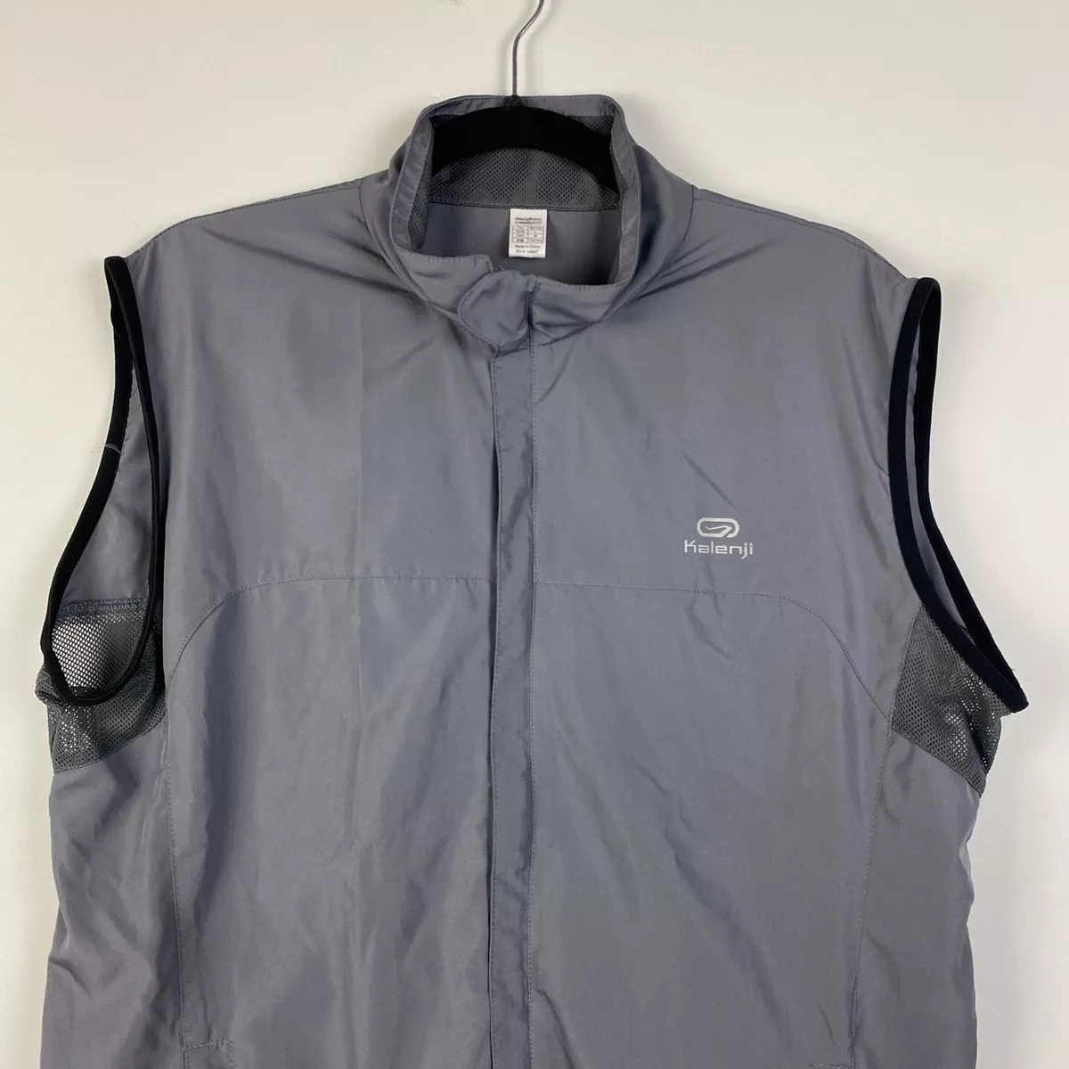 Decathlon Kalenji Vest Mens Medium Gray Sleeveless Zip Pockets eBay