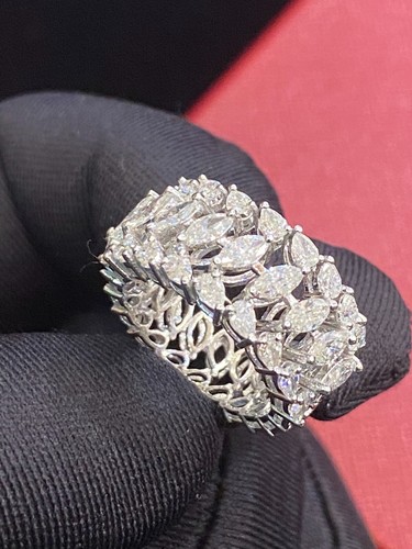 Atemberaubender Ehering 1,96 kt Marquise Birnenform Diamanten in 585 14 K Gold - Bild 4 von 12