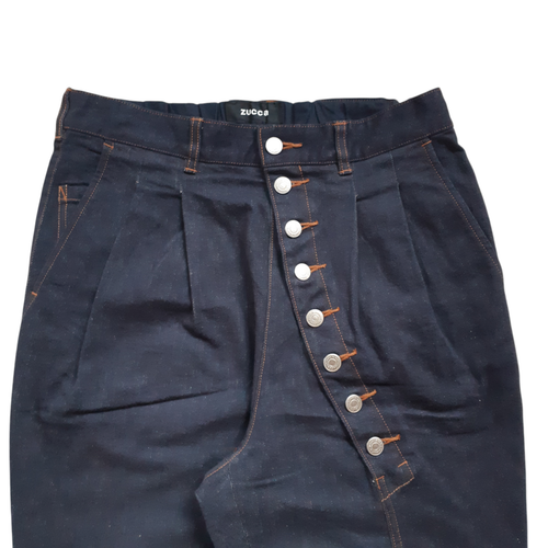 ZUCCA by Issey Miyake Drop Crotch Pants Trousers Denim Indigo size Medium Japan - Picture 3 of 14