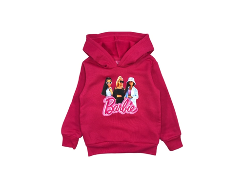 Girls Hoodie. Barbie, Lee Cooper. Fuchsia Color Hooded Sweatshirt. Gift For E - Video 1 of 1