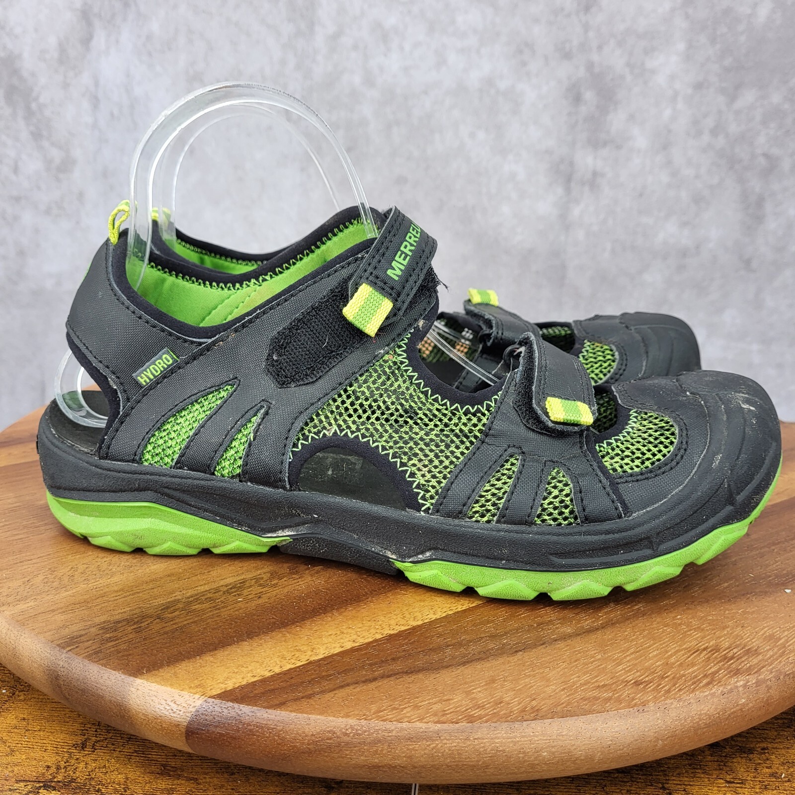 MERRELL Merell Hydro Rapid Scarpe Uomo 7 M Nero Verde Pelle Acqua Escursionismo Sport Sandali