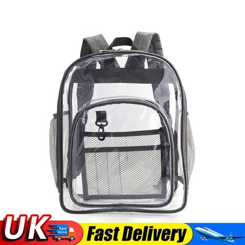 Mochila escolar portátil impermeable de PVC transparente puro grande (gris M) Reino Unido