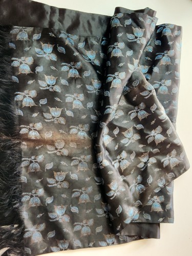 Tony E Stephan Finest Brocades Damascus Syria Black & Blue Scarf wrap Cloth NOS - Picture 7 of 17